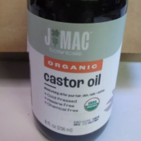J MAC BOTANICALS Organic Castor Oil (8 Oz Bottle) Cold Pressed, Chemical Free - Picture 1 of 3